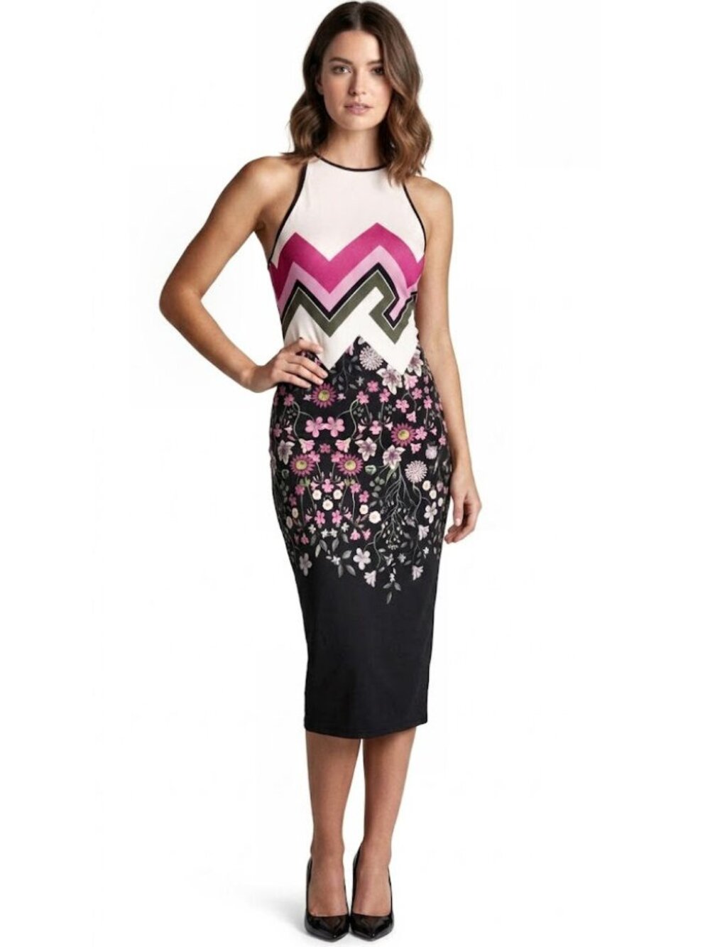 Ted Baker Seenaa Floral Print Stretch Bodycon Dress, Womens Size 2-TB / 6 US